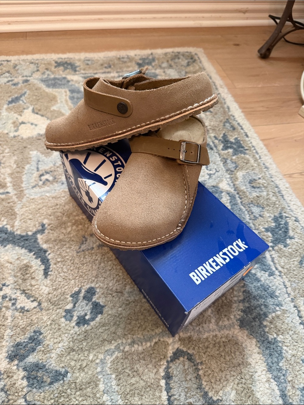 Birkenstock Suede Clogs in Light Brown